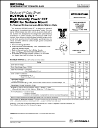 MTD20P03HDL datasheet: HDTMOS E-FET high density power FET D2PAK for surface mount MTD20P03HDL