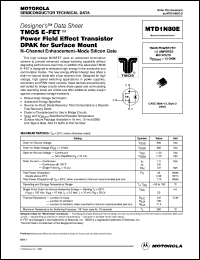 MTD1N80E datasheet: TMOS E-FET power  field effect transistor  D2PAK for surface mount MTD1N80E