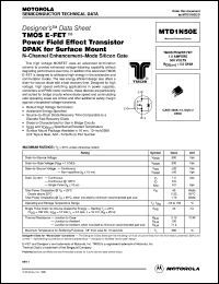 MTD1N50E datasheet: TMOS E-FET power  field effect transistor  D2PAK for surface mount MTD1N50E