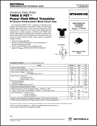 MTB40N10E datasheet: TMOS E-FET power field effect transistor MTB40N10E