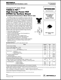 MTB2N40E datasheet: TMOS E-FET high energy power FET MTB2N40E