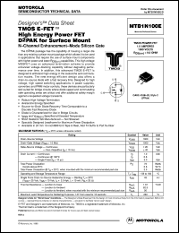 MTB1N100E datasheet: TMOS E-FET high energy power FET MTB1N100E