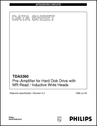TDA5360 datasheet: Pre-amplifier for hard disk drive with MR-Read / Inductive Write heads TDA5360
