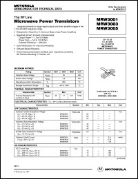 MRW3005 datasheet: Microwave power transistor MRW3005