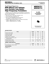 MRF927T1 datasheet: NPN silicon high-frequency transistor MRF927T1