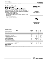 MRF917T1 datasheet: NPN silicon high-frequency transistor MRF917T1