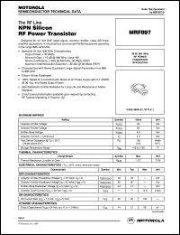 MRF897 datasheet: NPN silicon RF  power transistor MRF897