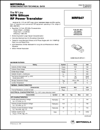 MRF847 datasheet: NPN silicon RF  power transistor MRF847