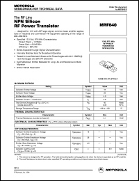 MRF840 datasheet: NPN silicon RF  power transistor MRF840