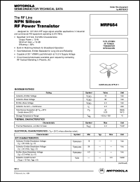 MRF654 datasheet: NPN silicon RF power transistor MRF654