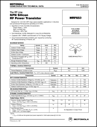 MRF653 datasheet: NPN silicon RF power transistor MRF653