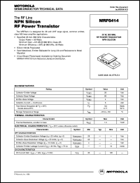 MRF6414 datasheet: NPN silicon RF power transistor MRF6414
