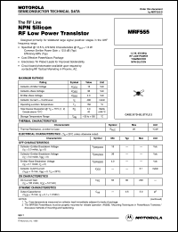 MRF555 datasheet: NPN silicon RF low power transistor MRF555