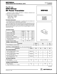 MRF455 datasheet: NPN silicon RF power transistor MRF455