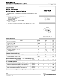 MRF421 datasheet: NPN silicon RF power transistor MRF421