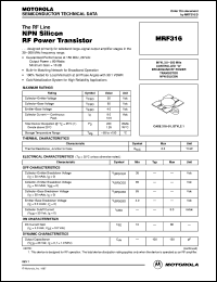 MRF316 datasheet: NPN silicon RF power transistor MRF316