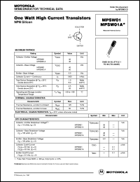 MPSW01 datasheet: One watt high current transistor MPSW01