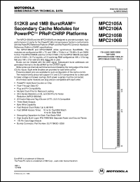 MPC2106A datasheet: 256KB and 1MB burstRAM secondary cache module MPC2106A
