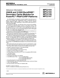 MPC2105 datasheet: 256KB and 512KB burstRAM secondary cache module MPC2105