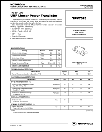 TPV7025 datasheet: UHF linear power transistor TPV7025