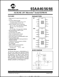 93AA66P datasheet: 1K,2K,4K 1,8V microwire 93AA66P