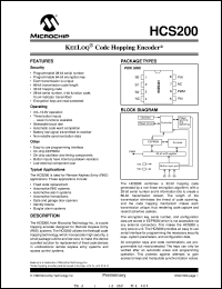 HCS200T-/P datasheet: Keeloq code hopping encoder HCS200T-/P