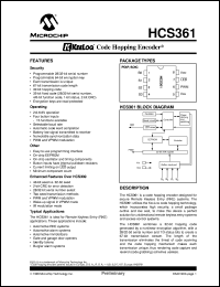 HCS361T-I/P datasheet: Keeloq code hopping encoder HCS361T-I/P