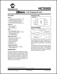 HCS500-I/P datasheet: Keeloq code hopping decoder HCS500-I/P