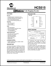 HCS515-I/P datasheet: Keeloq code hopping decoder HCS515-I/P