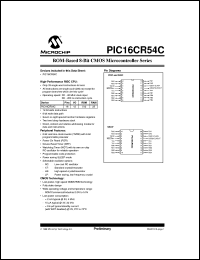 PIC16CR54CT-20I/SS datasheet: ROM-based 8-Bit CMOS microcontroller PIC16CR54CT-20I/SS