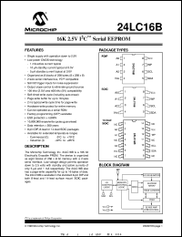 24LC16B-I/SN datasheet: 16K 2.5V I2C serial EEPROM 24LC16B-I/SN