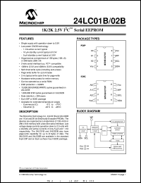 24LC02B-/P datasheet: 1K, 2K 2.5V I2C serial EEPROM 24LC02B-/P
