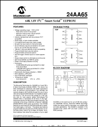 24AA65-/P datasheet: 64K 1.8V I2C smart EEPROM 24AA65-/P