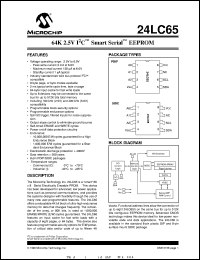 24LC65-/P datasheet: 64K 2.5V I2C smart EEPROM 24LC65-/P