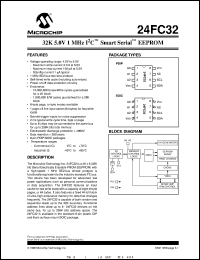 24FC32T-/P datasheet: 32K 5.0V 1MHz I2C smart EEPROM 24FC32T-/P