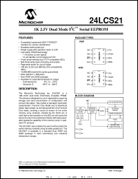 24LCS21T-/SN datasheet: 1K 2.5V dual mode I2C EEPROM 24LCS21T-/SN