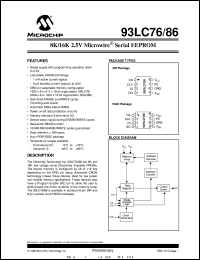 93LC76-/P datasheet: 8K 2.5V microwire EEPROM 93LC76-/P