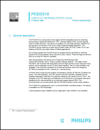 PCD3316T/F2 datasheet: Caller-ID on Call Waiting (CIDCW) receiver PCD3316T/F2