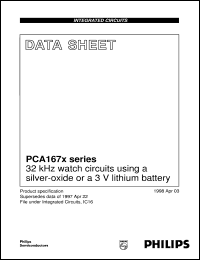 PCA1673U datasheet: 32 kHz watch circuits using a silver-oxide or a 3 V lithium battery PCA1673U