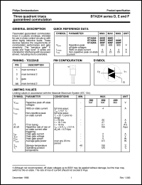 BTA204-600D datasheet: Three quadrant triacs guaranteed commutation BTA204-600D