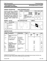 BTA216BseriesF datasheet: Three quadrant triacs guaranteed commutation BTA216BseriesF