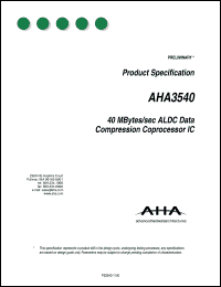 AHA3540A-040PTC datasheet: Compression coprocessor IC AHA3540A-040PTC