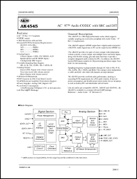 AK4545 datasheet: Audio CODEC with SRC with DIT AK4545