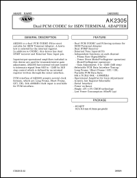 AK2305 datasheet: Dual PCM CODEC for ISDN terminal adapter AK2305