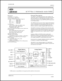 AK4543 datasheet: Multimedia audio CODEC AK4543