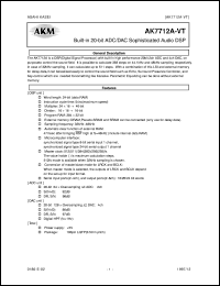 AK7712A-VT datasheet: Buitt-in 20-bit ADC/DAC sophisticated audio DSP AK7712A-VT