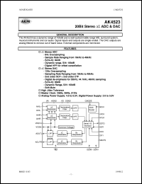 AK4523VF datasheet: 20-bit stereo ADC & DAC AK4523VF