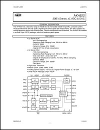 AK4522VF datasheet: 20-bit stereo ADC & DAC AK4522VF