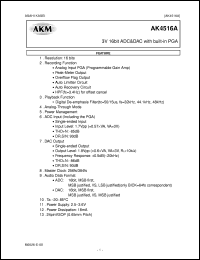 AK4516AVF datasheet: 3V 16-bit ADC & DAC with built-in PGA AK4516AVF