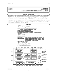 AK4394VF datasheet: Advanced multi-bit 192kHz 24-bit DAC AK4394VF